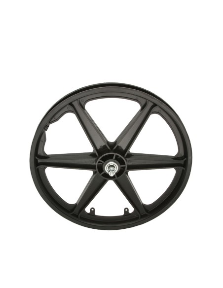 20 Plastic 6-Spoke Front Wheel 3/8 Axle Black.